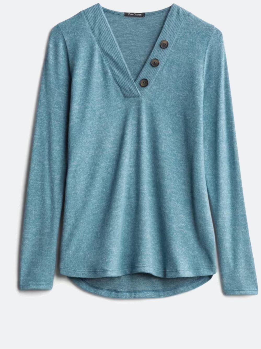 Pink Clover Jolly V Neck Button Detail Knit Top